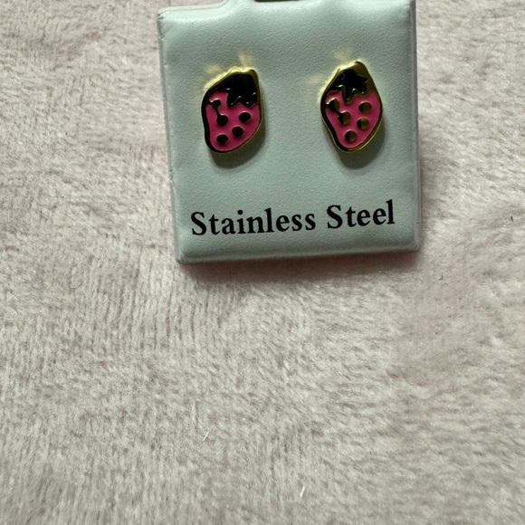 Strawberry Shaped Stainless Steel Earrings - Picture 5 of 5